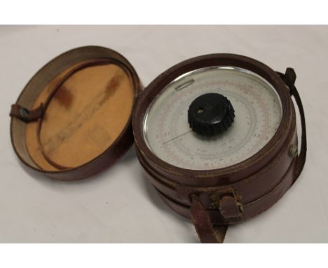A Mine Surveyor's barometer by Paulin in leather case (ex Camborne School of Mines)