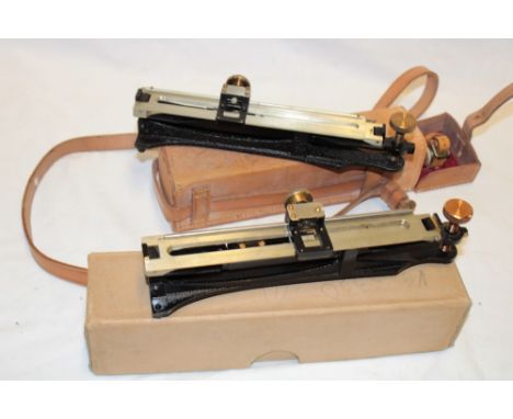 An unused Mine Surveyor's Indian MKVI sighting clinometer, boxed and a Mine Surveyor's adjustable sighting clinometer in leat