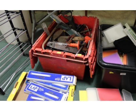 Two boxes of tools and fishing fly boxes