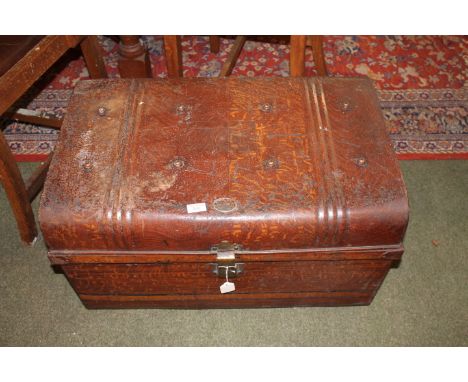 1920's metal travel trunk with makers mark "Roans - Travelling Bags Saddlery &amp; Co., Whitehaven and Workington