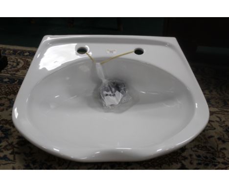 Armitage Shanks white ceramic sink and taps, width 65 cm, depth 50 cm