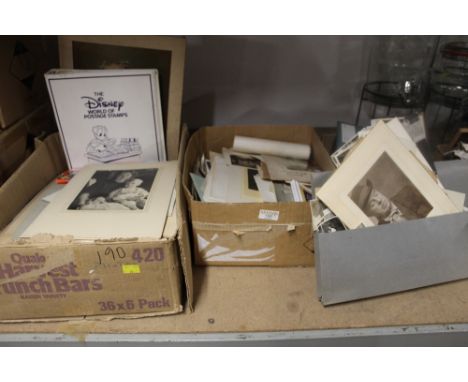 Three boxes of vintage photographs and postcards 