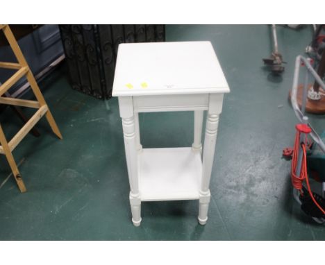 Square white painted plant stand with shelf to base, height 70 cm, width and depth 37 cm