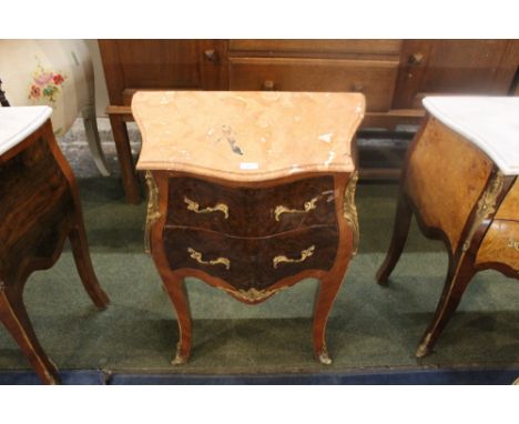 Small two drawer marble topped commode chest, height 70 cm, width 60 cm, depth 40 cm