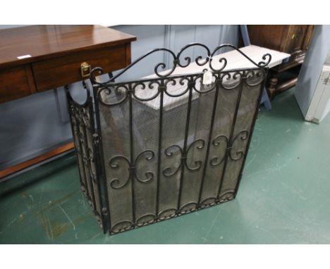 Folding metal black fire screen, full width 125 cm, height 80 cm
