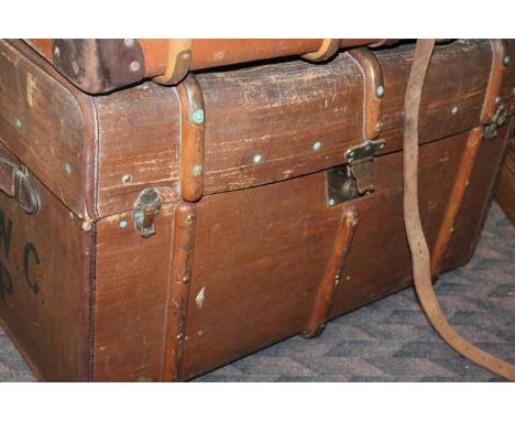 VINTAGE LIPROSTA OF DRESDEN TRAVEL TRUNK
with leather carrying handles and central brass fastener