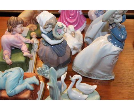 COLLECTION OF NAO AND LLADRO FIGURES 
together with three other figures and a royal doulton figure