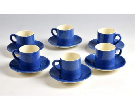 Moorcroft Powder Blue ,set of six coffee cups and saucers, cups 5.5 cm high.      