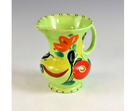 Susie Cooper for Crownworks Burslem, an Art Deco hand painted jug, early 1930s. 17cm high.      