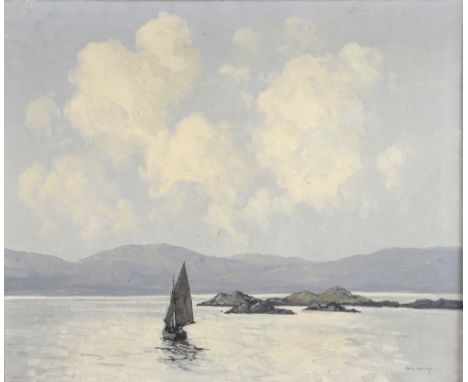 § Paul Henry R.H.A (Irish, 1876-1958). A View on Achill Sound, 1943-5, signed 'Paul Henry' lower right, oil on canvas, 51cm x