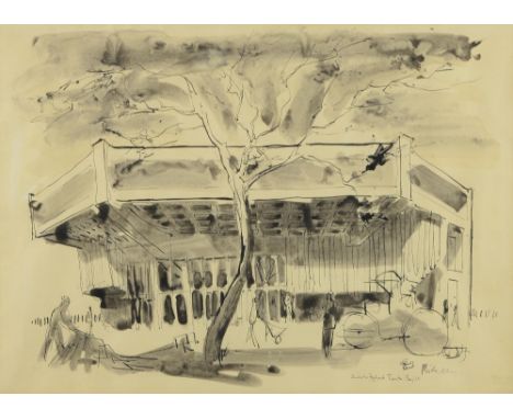 Keith Michell (Australian 1926-2015) 'Chichester Festival Theatre, May 1962'. Watercolour with pen and ink, signed and dated.