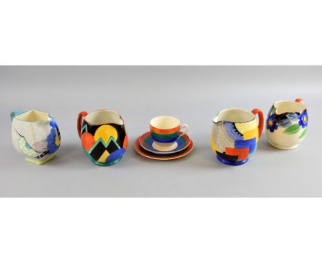Susie Cooper for Gray's Pottery 'Moon and Mountains' pattern 7960 Paris jug circa late 1920s, a similar Cubist pattern 8071 j