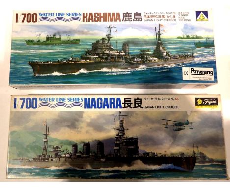 Tamiya 1/700 scale plastic ship kits (x2) Nagara and Kashima Japanese light cruisers. P&amp;P Group 1 (£14+VAT for the first 