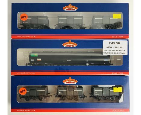 3x Bachmann Wagons &amp; Wagon Packs - Including: 2x 37-236 3x NCB Mineral Wagons, 1x 38-220 100 Ton BP Black Wagon - All Box