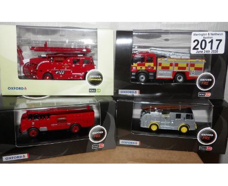 Oxford 1.76 Scale x 4 Mixed Fire Engines. P&amp;P Group 2 (£18+VAT for the first lot and £2+VAT for subsequent lots) 