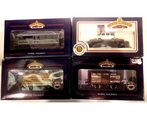 Four Bachmann wagons including Charles Roberts 2005/6 club edition 20T brake van KMRS exclusive.  P&amp;P Group 1 (£14+VAT fo