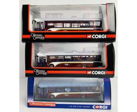 3x Corgi Omnibus 1:76 Buses - To Include: OM46014B Wright Eclipse Lothian Buses, OM46015B Wright Single Lothian Buses, OM4601