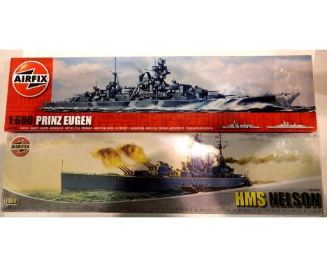 Airfix 1/600 scale plastic ship kits (x2) Prinz Eugen and HMS Nelson. P&amp;P Group 1 (£14+VAT for the first lot and £1+VAT f