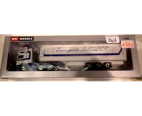 WSI 1.50 Scale Scania Streamline Topline + Reefer Trailer Transports SADLER. P&amp;P Group 2 (£18+VAT for the first lot and £