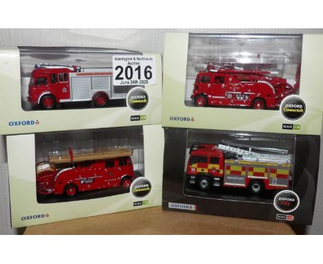 Oxford 1.76 Scale x 4 Mixed Fire Engines. P&amp;P Group 2 (£18+VAT for the first lot and £2+VAT for subsequent lots) 