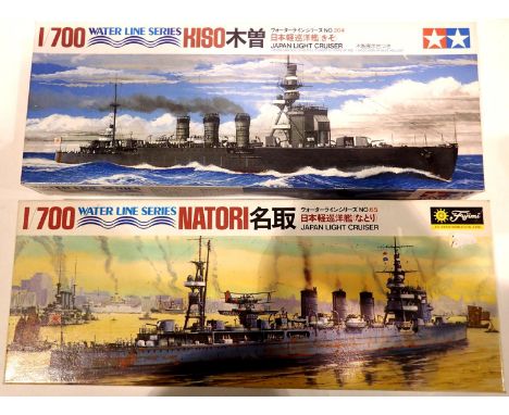 Tamiya 1/700 scale plastic ship kits (x2) Kiso and Natori Japanese light cruisers. P&amp;P Group 1 (£14+VAT for the first lot