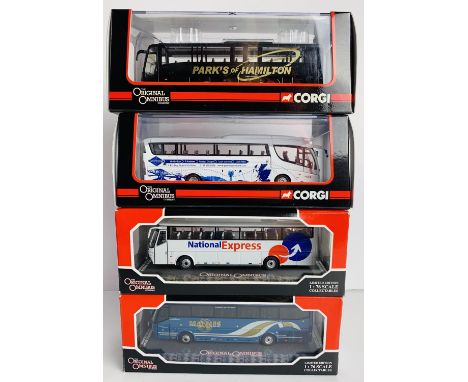 4x Corgi Omnibus 1:76 Buses - To Include: OM46106 Plaxton Panther Parks of Hamilton, OM45308 Bova Futura National Express, OM