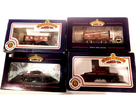 Four Bachmann wagons including one plank and TR3 car, 5 plank M&amp;GN.  P&amp;P Group 1 (£14+VAT for the first lot and £1+VA