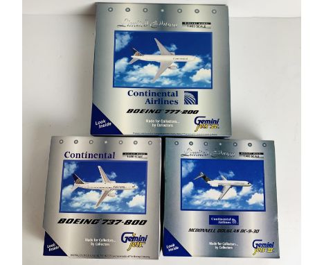 3x Gemini Jets 1:400 Scale Continental Airlines Model Aircraft - All Boxed P&amp;P Group 2 (£18+VAT for the first lot and £2+