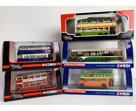 5x Corgi Omnibus 1:76 Buses - To Include: OM43706 Glasgow Corp Trolleybus, OM41705 RTW A1 Services, OM40818B Glasgow Lodekka,