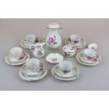 Meissen, Kaffeeservice "Rote Rose" für 6 Personen