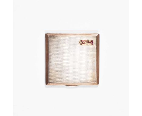 An Art Deco silver cigarette case initialled in rubies, H C Freeman Ltd, London 1936, of square shape, initialled J E R and w