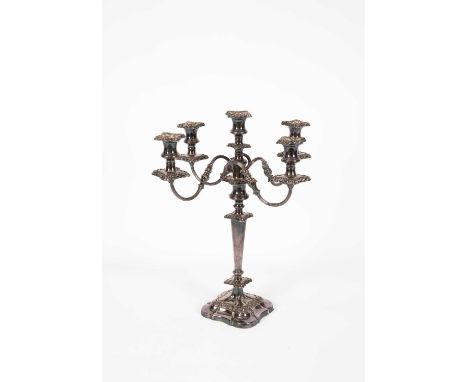 A silver plated four-branch, five-light candelabrum, 50.5cm high