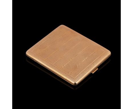 A 9ct gold cigarette case, Horace Woodward &amp; Co Ltd., Birmingham 1919, of rectangular shape with bands of engine turned d