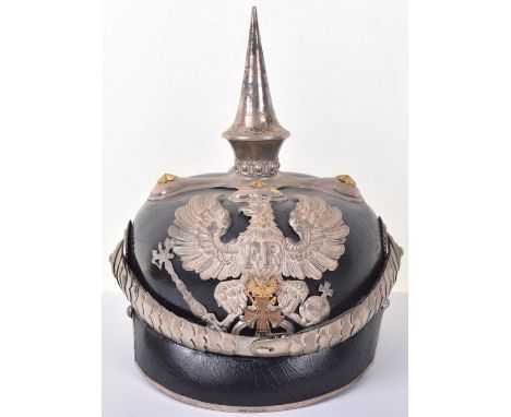 Imperial German Prussian Administration Officers Pickelhaube, fine example having leather body with white metal officers Prus