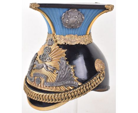 Edward VII East Riding of Yorkshire Imperial Yeomanry Officers Lance Cap,  fine example having a black patent leather with th