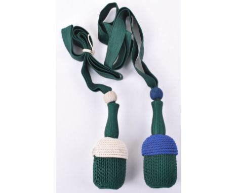 2x German Army Jager WW2 Bayonet Knots, Jager Troops with green cotton strap, white top, green centre, white base above green