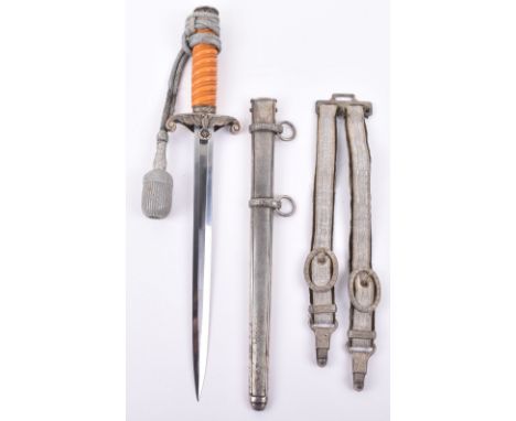 WW2 German Army Officers Dress Dagger with Hanging Straps and Portepee by WMW Waffen, fine example with deep orange celluloid