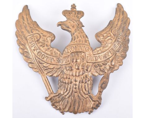 Imperial German Prussian Dragoon Regiment Helmet Plate, brass other ranks example complete with the two fittings to the rever