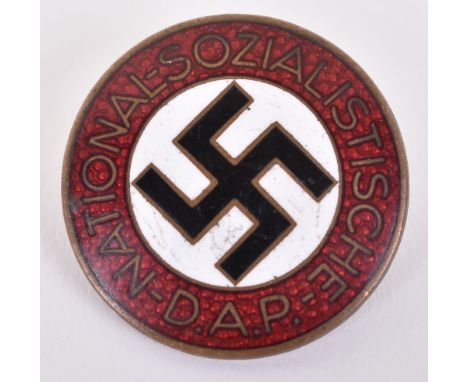 Third Reich NSDAP Party Membership Badge, fine example with enamel obverse. Reverse complete with pin fitting and marked RZM 