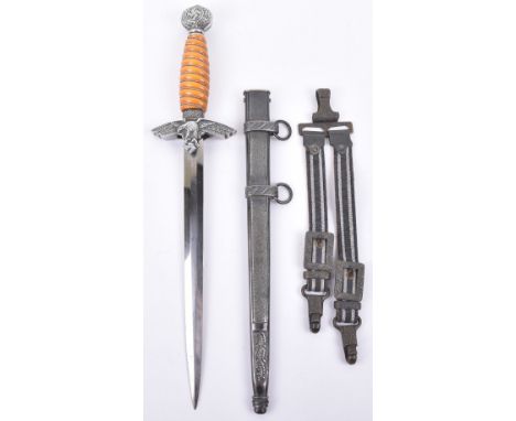 Luftwaffe 2nd Pattern Dress Dagger with Hanging Straps by Paul Weyersberg, orange celluloid grip retaining the original wire 