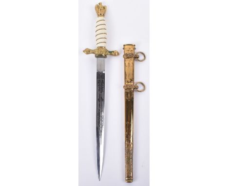 Third Reich Kriegsmarine Officers Dress Dagger by P D Luneschloss Solingen, very good example of the German naval officers dr