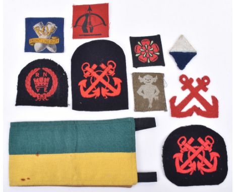 Selection of WW2 Home Guard Insignia, including printed Lincolnshire home guard formation sign, multi-piece arm brassard in y