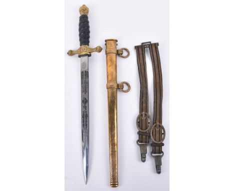 Rare Third Reich Water Protection Police (Wasserschutzpolizei) Officers Dress Dagger with Matching Hanging Straps by E &amp; 