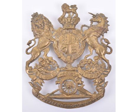 Victorian New Zealand Regular Forces Artillery Home Service Helmet Plate, brass universal pattern helmet plate with oak leave