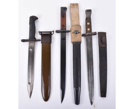 American M1 Garand Bayonet, complete with its original green plastic scabbard; British 1888 Lee Metford bayonet complete with