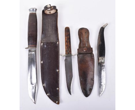 Large British Hunting Knife, clipped back single edge blade stamped William Rodgers, I cut my way, Made in Sheffield, England