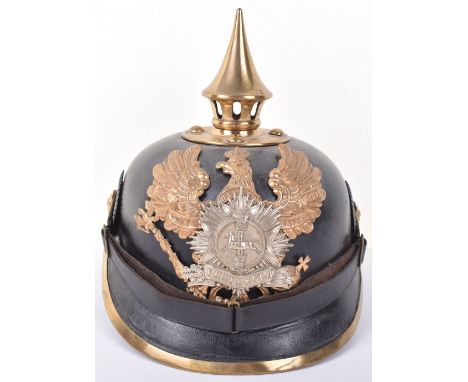Imperial German Other Ranks Helmet Brunswick Infantry Regiment 92, Leather shell with brass front trim. Other ranks pattern c