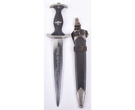 Third Reich SS Enlisted Mans Dress Dagger with Vertical Hanger by Carl Eickhorn, fine example having ebony grip with eagle an