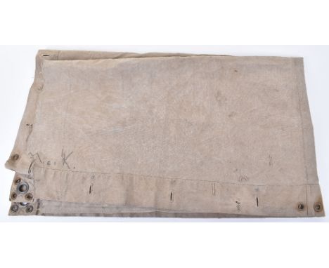 WW1 German Zeltbahn (Ground Sheet), interesting cut down example with metal eyelet fittings still in place. Army issue stamp 