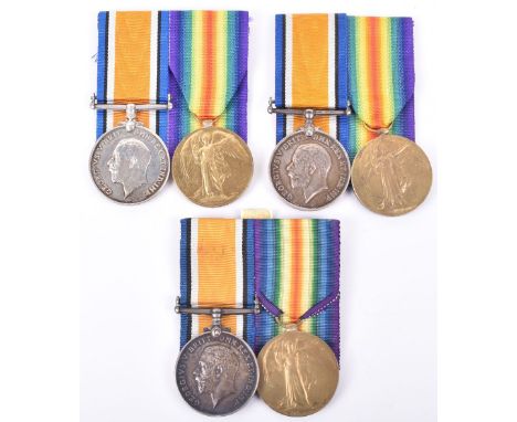 3x Great War Medal Pairs 10th London Regiment, all consisting of British War and Victory medals, awarded to “421357 PTE A F B